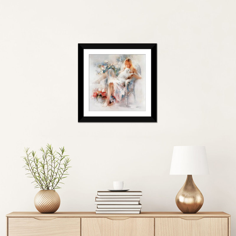 «Young Girl», reproduction sur toile, Toile avec cadre noir, Blanc, H 24 po x l 24 po x P 1 po