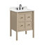 Meuble-lavabo simple Ario de 66 cm (26 po) de couleur kaki avec comptoir en quartz-26986230
