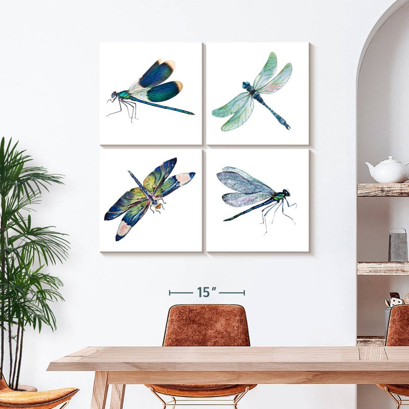 Libellules bleues, reproduction sur toile, H 45 po x l 45 po x P 1,25 po