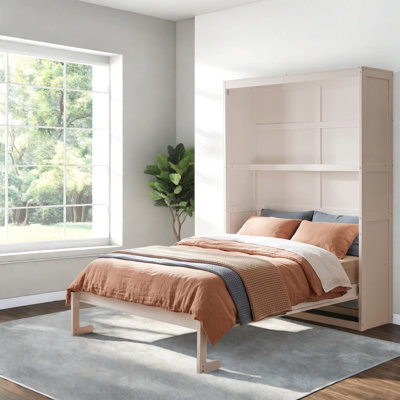 Lit gain d'espace avec rangement, lit mural moderne en MDF et bois blanc pour la maison