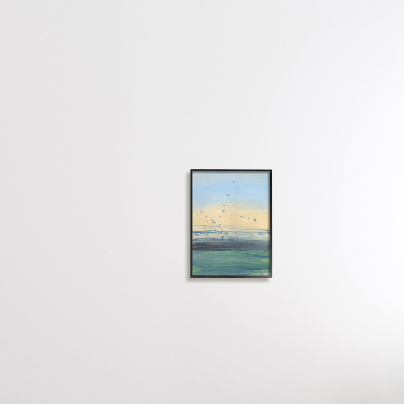 Conceptuel jaune océan coucher de soleil bleu peinture éclaboussures - Peinture, H 14 po x l 11 po x P 1,5 po