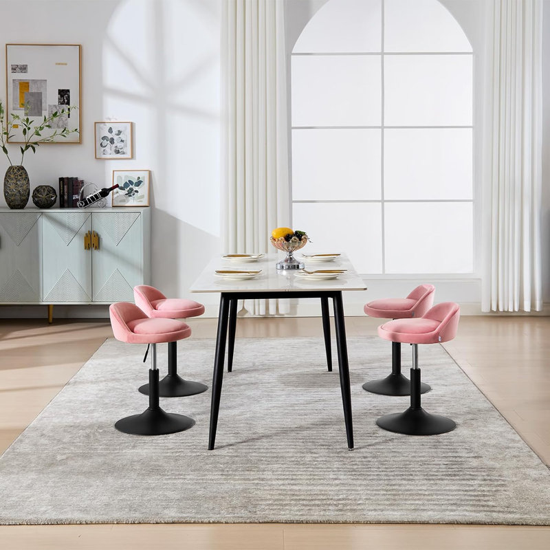 Calio Upholstered Adjustable Height Counter Stool with Metal Frame, Antique Pink/Pink