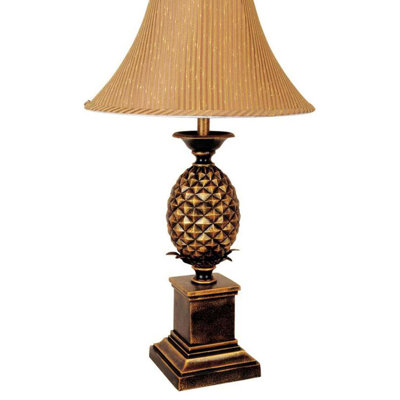 32" Tall Metal Table Lamp with Antique Gold finish, Pineapple design