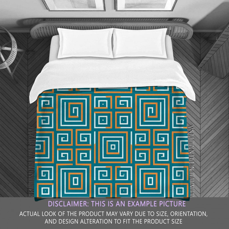 Polyester Comforter, King Comforter, Blue/Orange Geometric