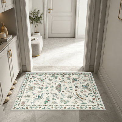 Tapis d'insecte blanc cassé pour le salon, doux et confortable, convient à toutes les saisons, facile à entretenir, tapis de sol intérieur lavable à la machine, sous la table de ferme convenant à la chambre à coucher, à la salle à manger, au bureau, au patio, au balcon, à la décoration intérieure