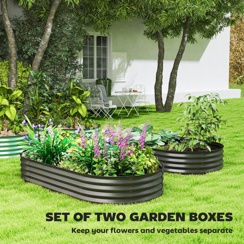 Lit de jardin surélevé, boîte à fleurs galvanisée 6 pi x 3 pi x 1 pi, gris foncé, Gris foncé