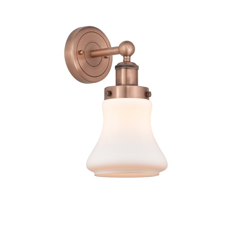 Chickasha Armed Sconce, Matte White, Antique Copper