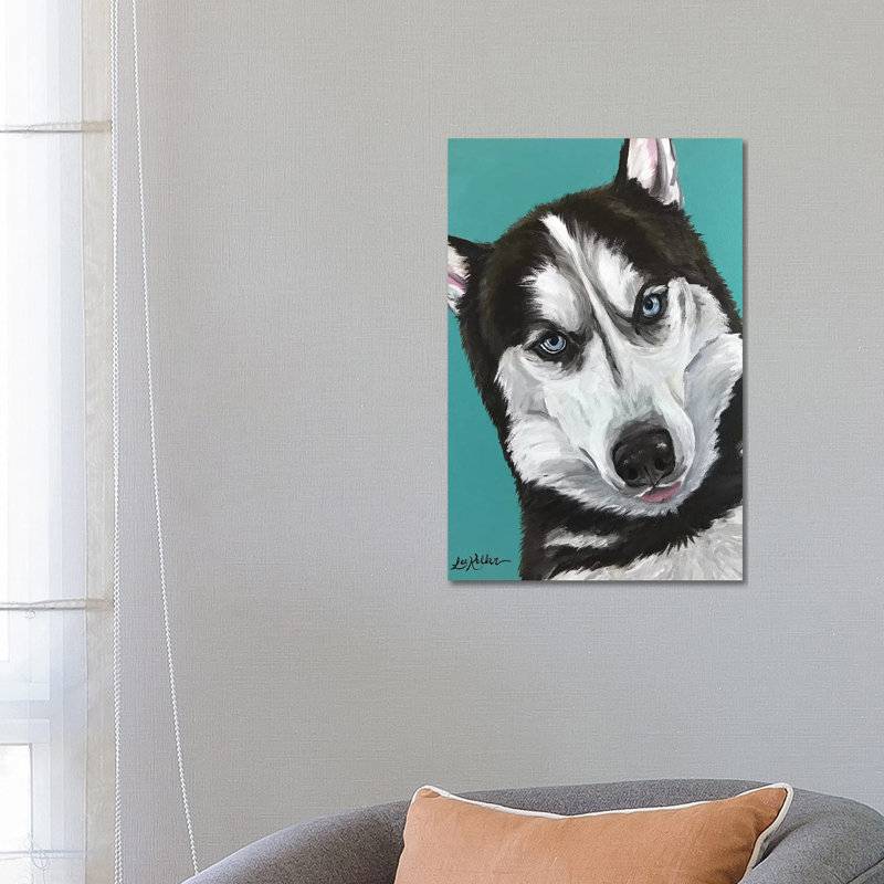 Husky On Seafoam - Wrapped Canvas Painting, 66.04 cm H x 45.72 cm W x 3.175 cm D