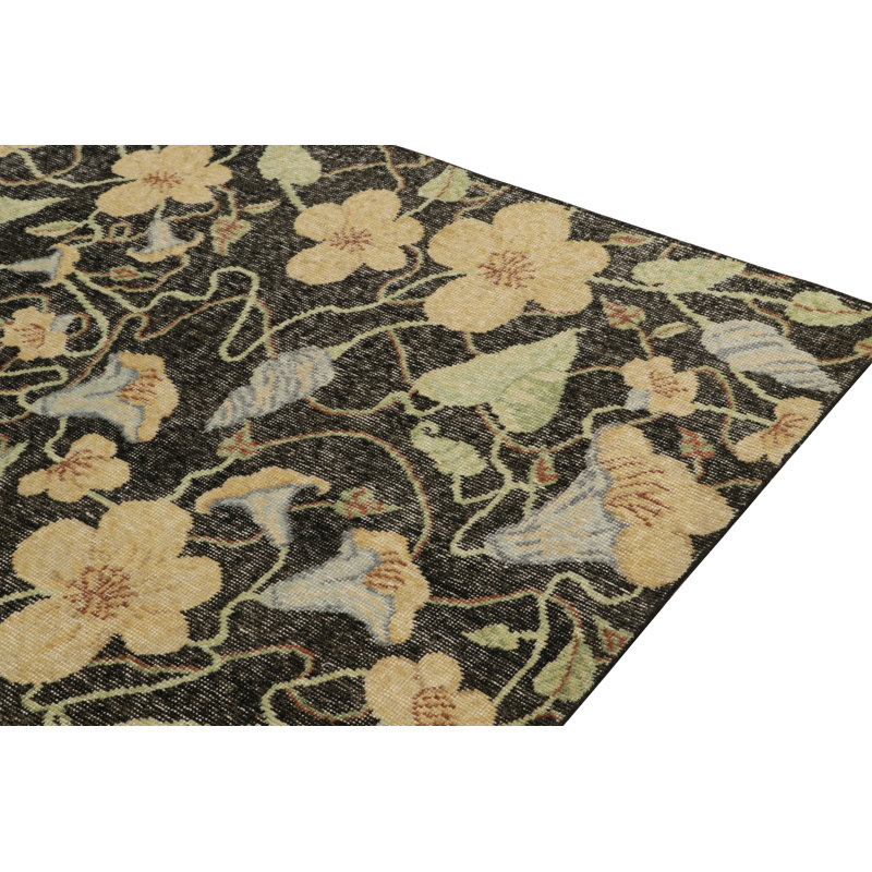 Distressed Homage Wool Floral Area Rug, Rectangle 5' x 8'