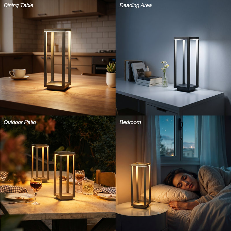 Paquet de 1 lampe de table rechargeable sans fil avec 3 lampes de table d'extérieur à intensité variable et à intensité variable, lampe de bureau à piles résistante à l'eau pour le dîner, le restaurant, la chambre à coucher, le café