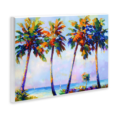 Palm Trees in Sun Warmth Wall Plaque Art by Leon Devenice