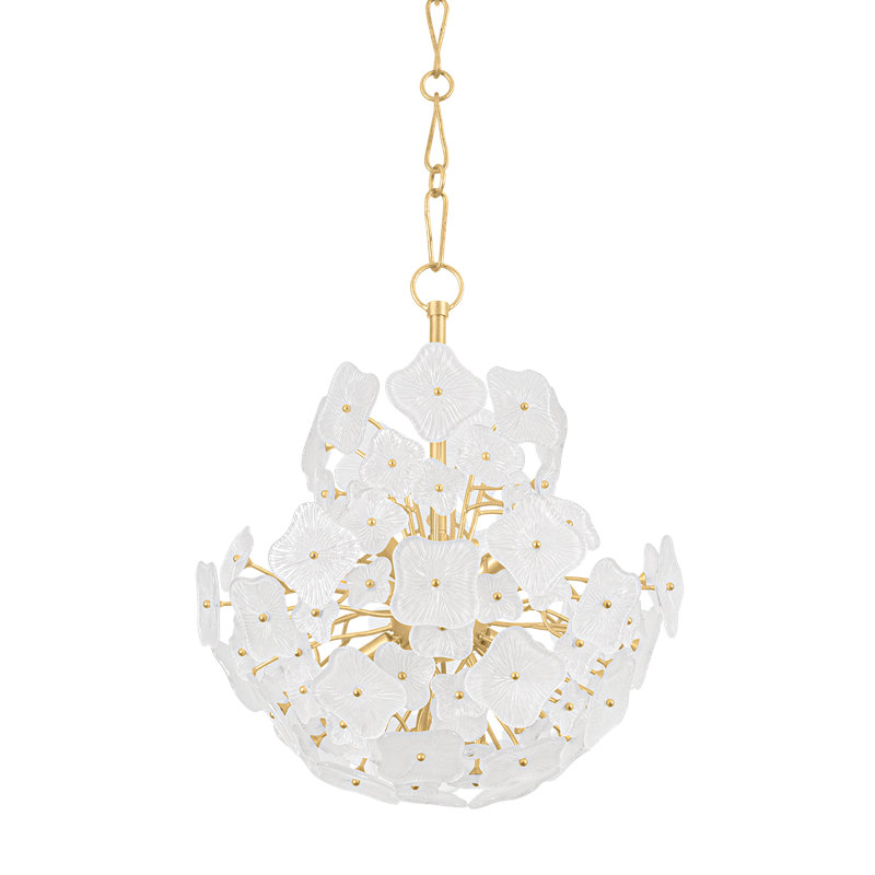 Lustre Barrytown en feuille d'or rétro, H 25,75 po x l 24 po x P 24 po, 7 lumières