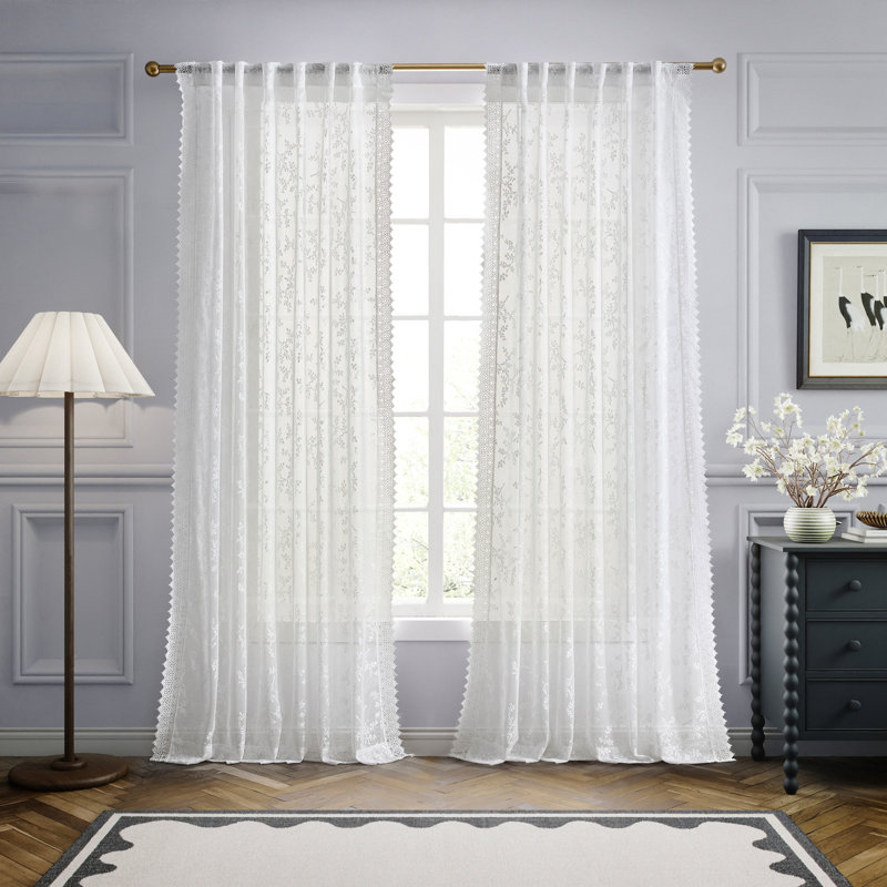 Ted Baker Chantilly White 50 X 96 Curtain Panel Pair (Set Of 2), 50" W x 96" L