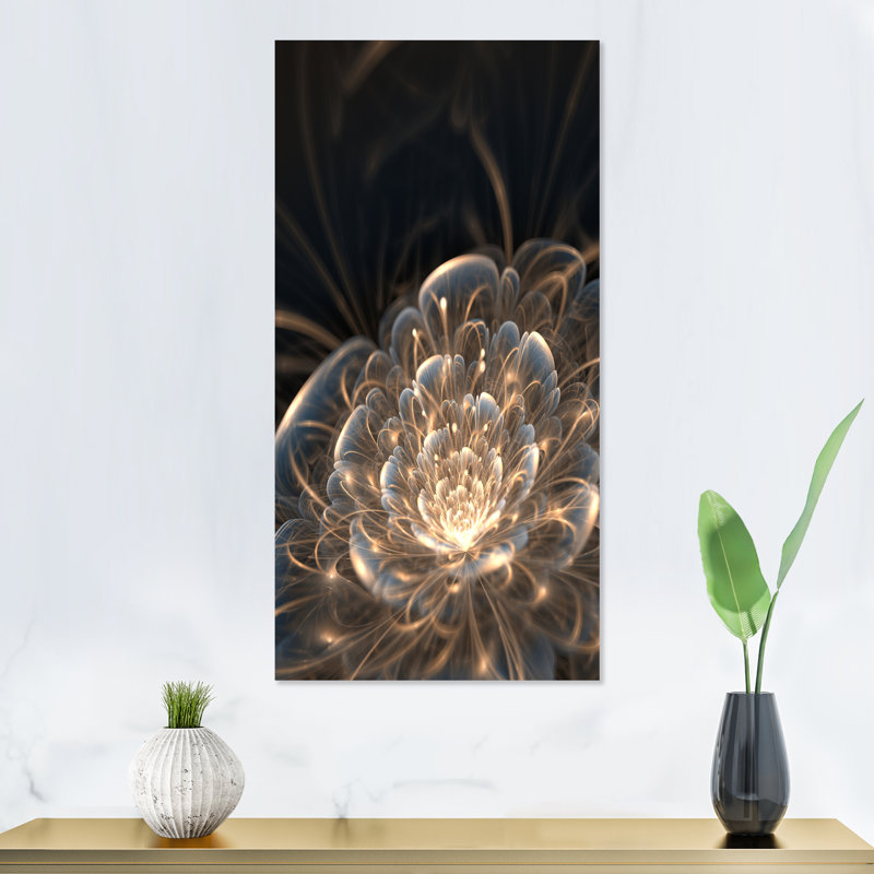 «Abstract Fractal Flower With Golden Rays», reproduction sur toile - Fleur fractale, Toile tendue, H 12 po x l 8 po x P 1 po