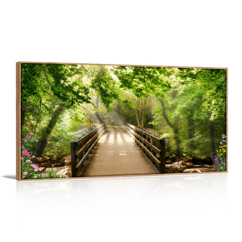Tableau encadré sur toile « Chemin forestier », 1 pièce, 122 x 61 cm, 48 x 24 pouces