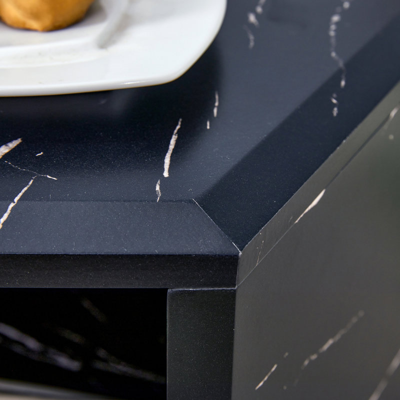Hexagonal MDF Coffee Table, Characteristic Pattern Stickers, Multi-Hole Design To Give More Storage Space