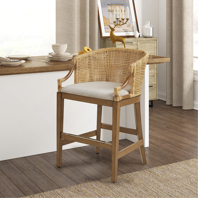 Tabouret de comptoir fabriqué à la main en rotin H 25 po