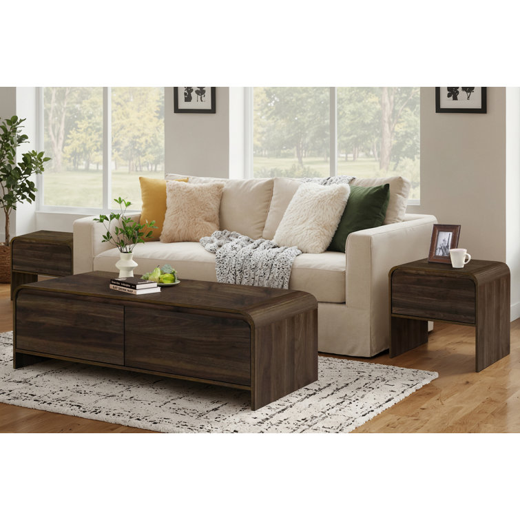 Epifana 3-Piece Set - Cocktail Table & 2 End Tables In Walnut