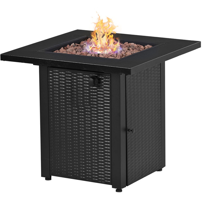 Sybill Square Steel Propane Smokeless Fire Pit Table