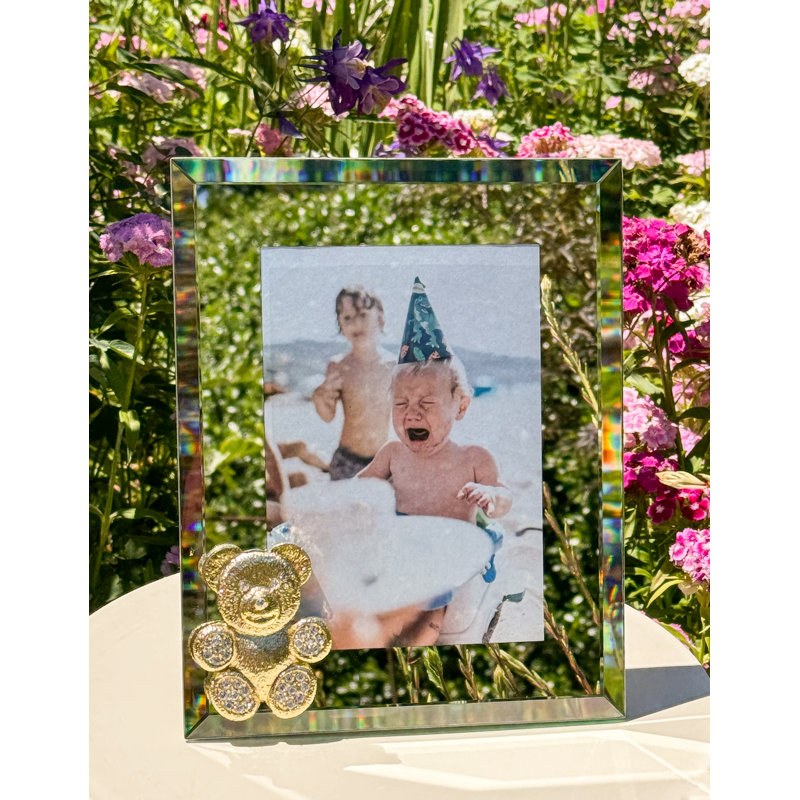 Teddy Bear 4" x 6" Picture Frame, Gold/White, 5" x 7"