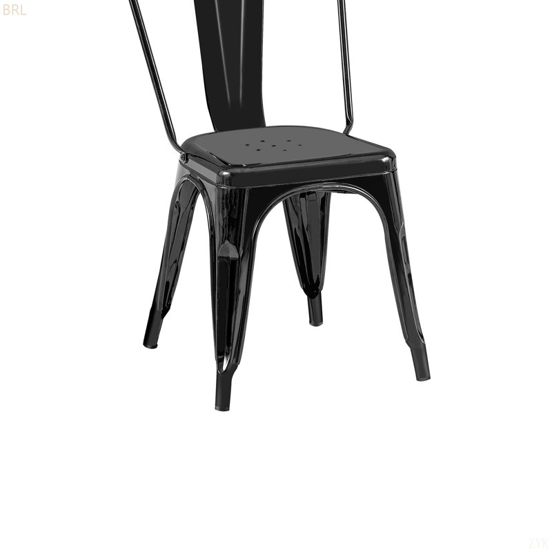 High Gloss Industrial Metal Dining Chairs Stackable Indoor Outdoor, Lightweight Easy-Clean Surface, Easy Assembly, Durable Modern Design