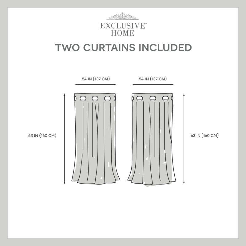 Room Darkening Curtain Pair, 54" W x 63" L, Winter White