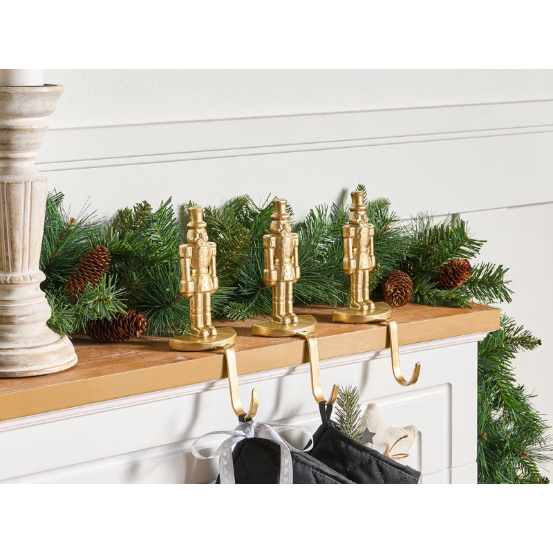 Set of 3 Christmas Stocking Holders KAJAANI Nutcracker 21 cm Black, Gold