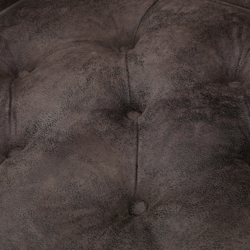 Chaise moderne en microfibre, siège à boutons en bouleau, microfibre brun grisâtre, pieds, Gris / Brun