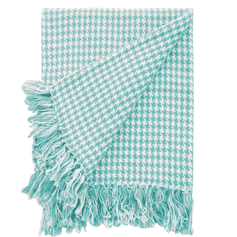Throws Hand Woven Throw Blanket, 60" W x 80" L, Aqua White