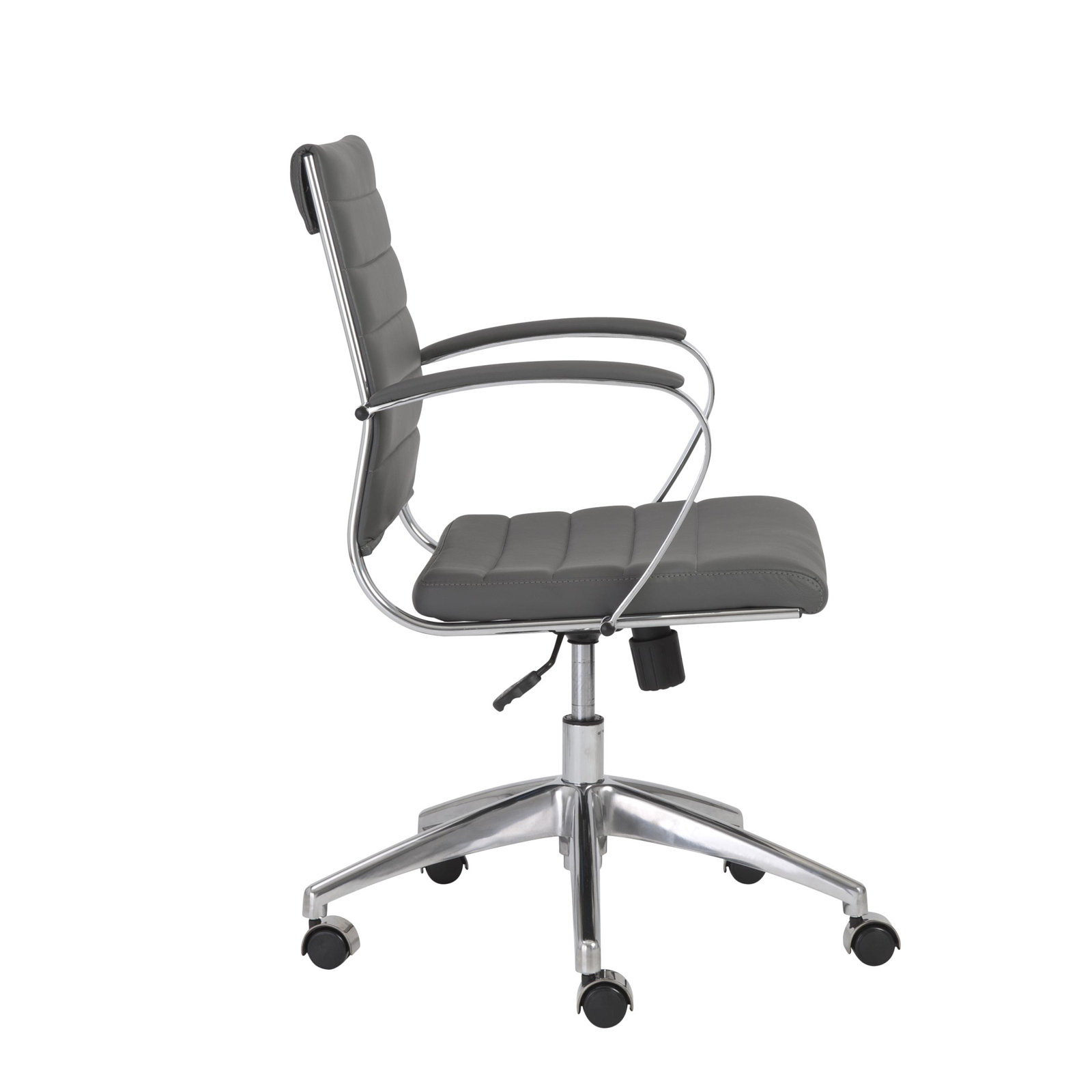 Rossie Office Chair, Fixed, Gray Faux Leather
