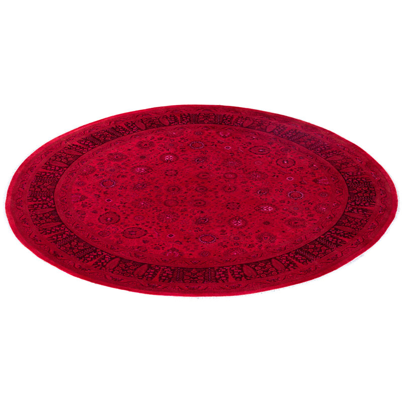 Overdyed Hand-Knotted Wool Modern-Contemporary Pink Area Rug 8' 2" x 8' 2"