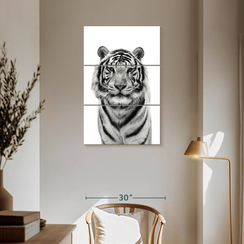 Tigre du Bengale monochrome Brampt, H 57 po x l 36 po