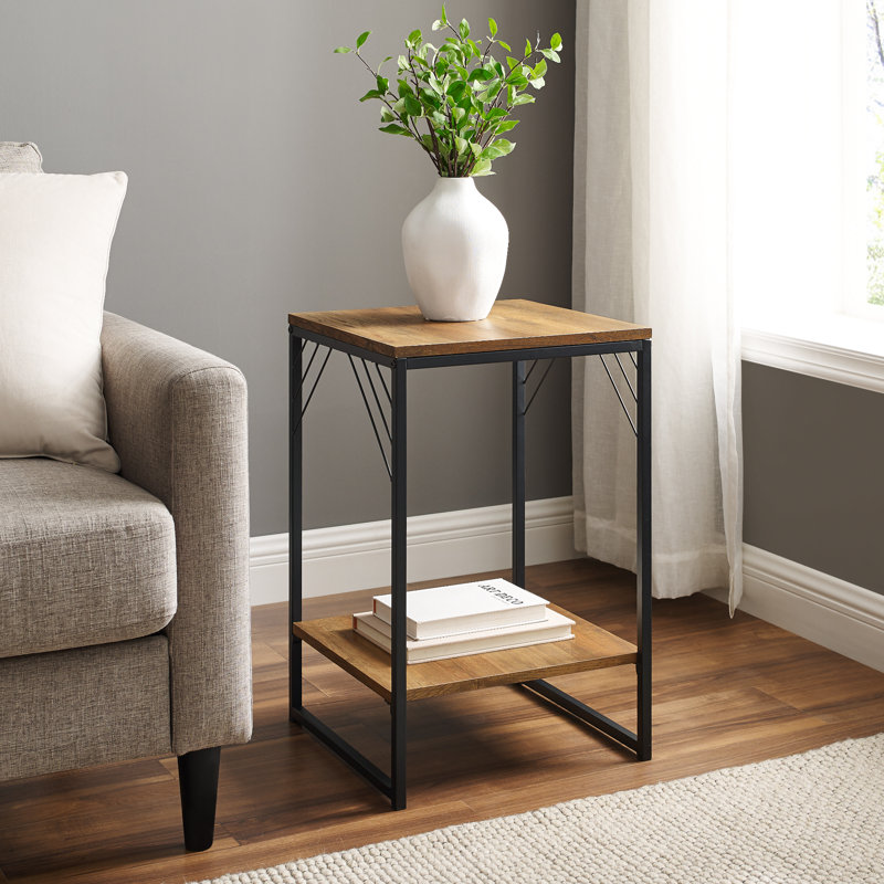 Table de bout traîneau avec rangement Huckstep, Chêne rustique