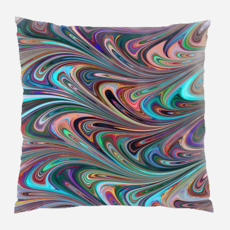 Coussin décoratif transparent, Bleu, mauve et vert, Intérieur