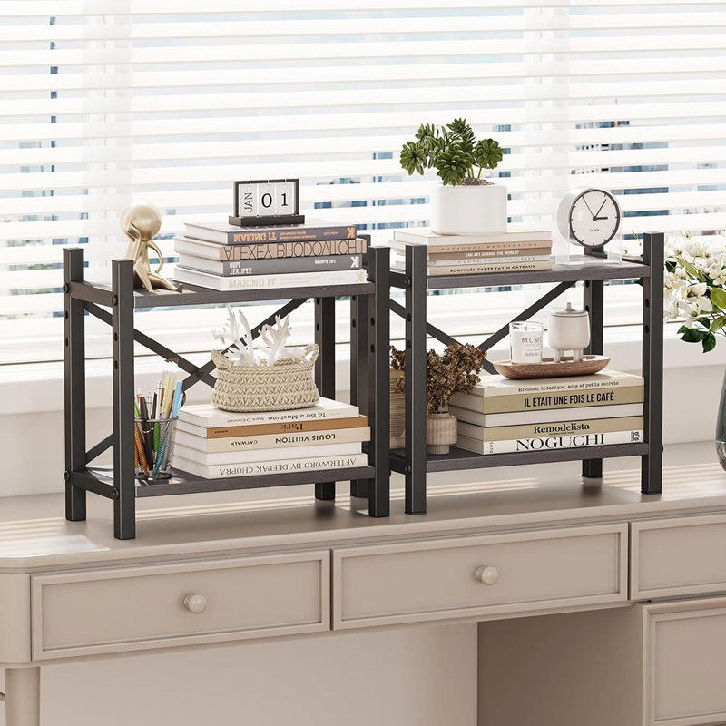 Desktop Bookshelf, 4-Tier Stackable Narrow Desk Bookcase...