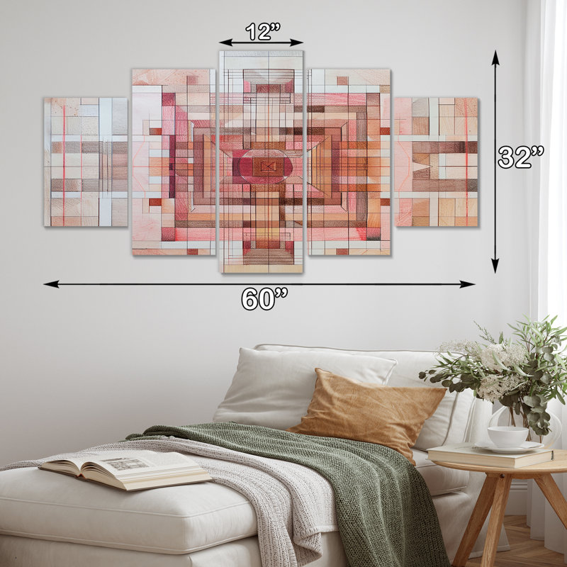 Ensemble d'art mural rétro 5 pièces, H 32 po x l 60 po