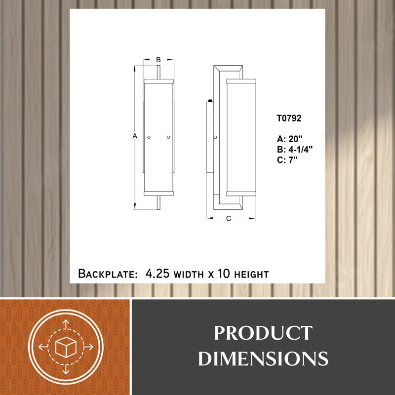 Applique murale d'extérieur 1 lumière Dunston, H 16 po x l 4,25 po x P 7 po, Laiton chaleureux