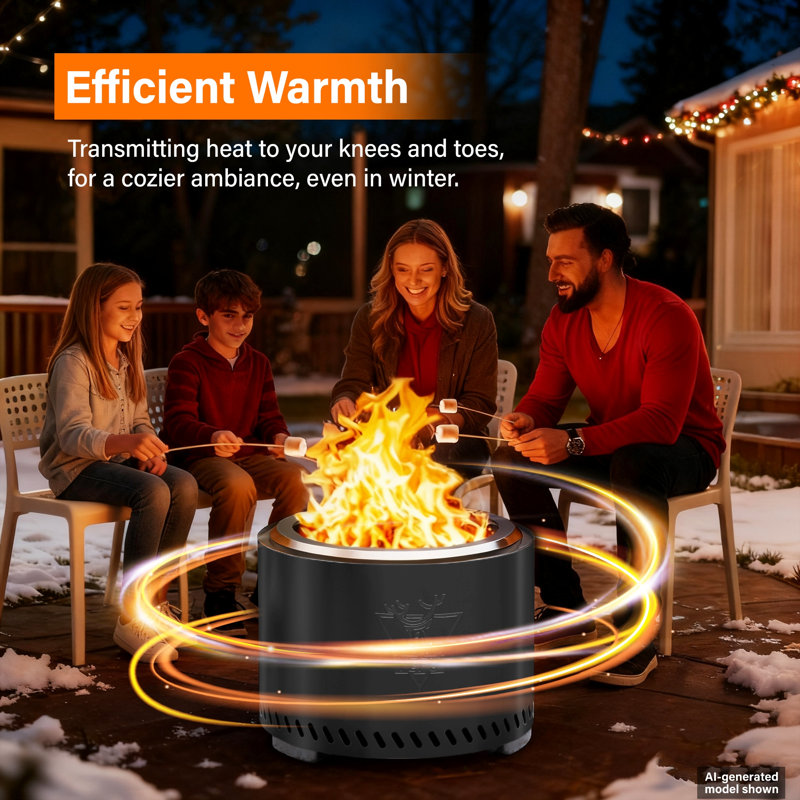 Fire Pit With Removable Ash-Pan: Smokeless Firepit 304 Stainless Steel Material - Outdoor Fire Pit Silver 15 Inch - Smokeless Firepit For Outside Outdoor Patio Camping Backyard
