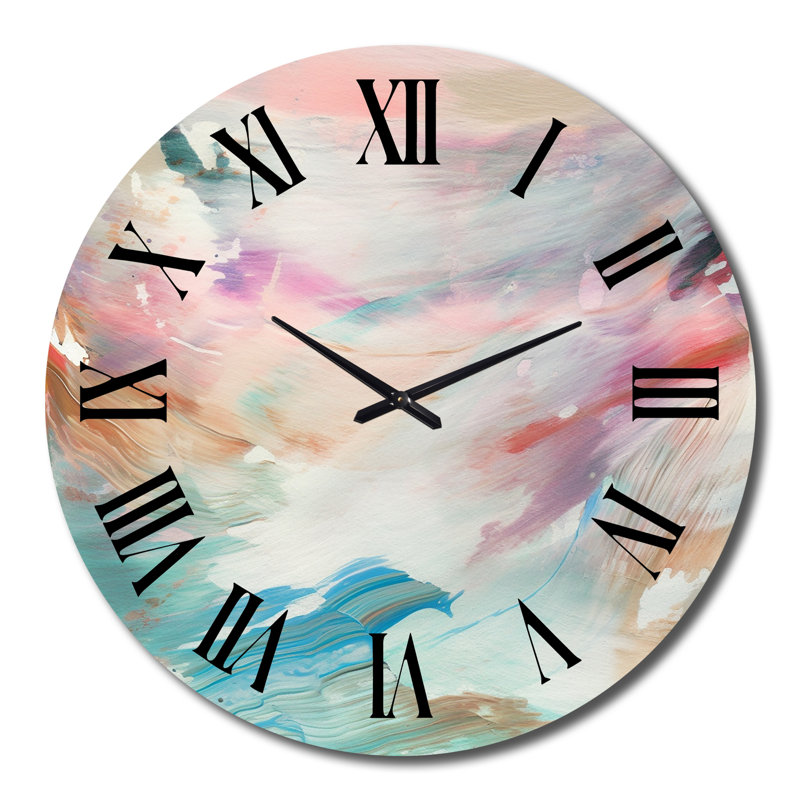 Horloge murale abstraite Spring Miracles In Tender Retro Pastel III, Grand