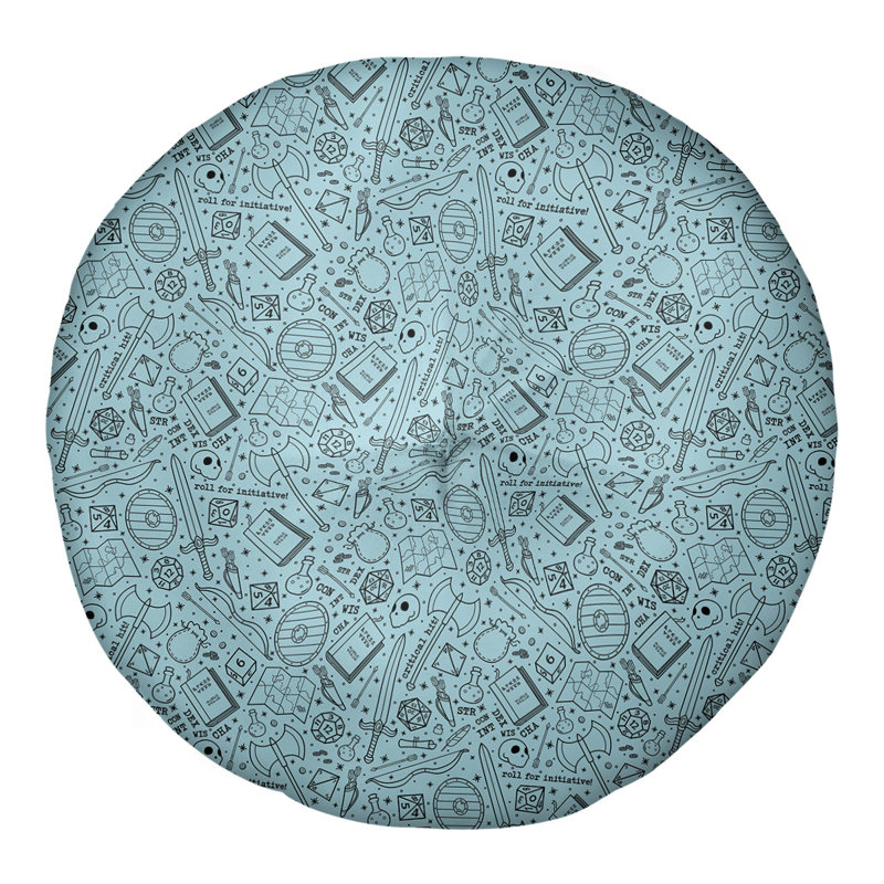 Coussin de sol Katelyn Elizabeth, 26 po x 26 po, Bleu / Noir foncé