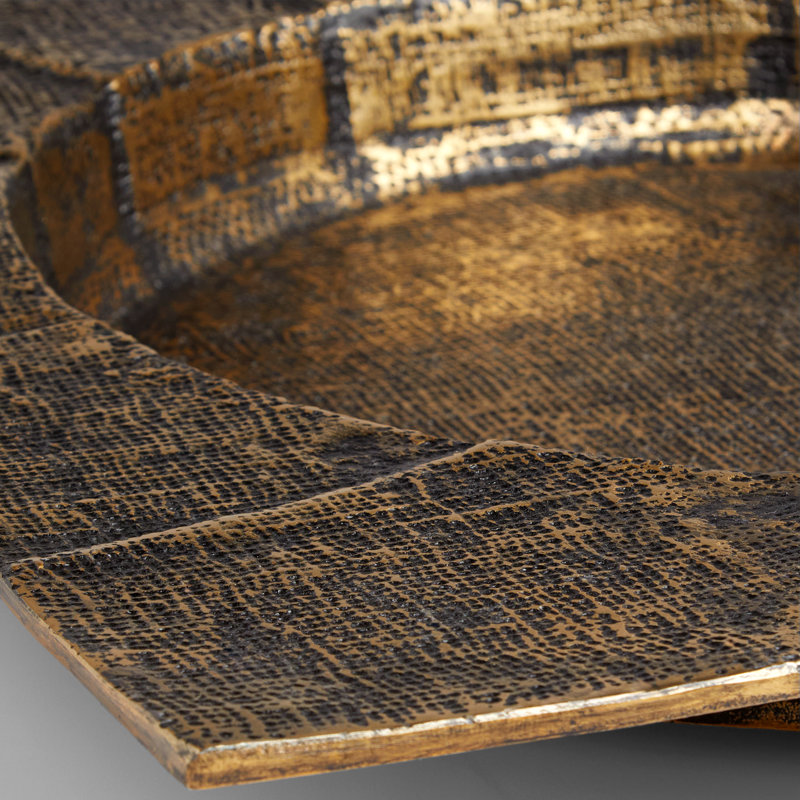 Baxter Metal Decorative Tray, Antique Brass, 3" H x 24" W x 24" D