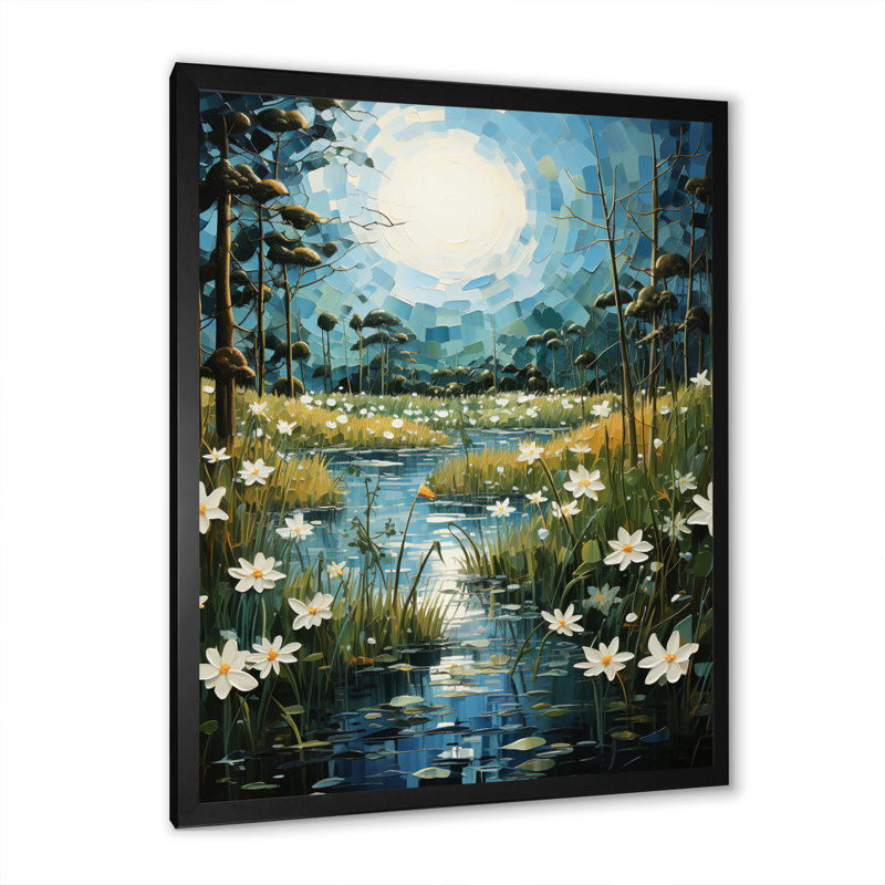 Oxner campagne Lily Pond Patchwork I - impression, Cadre photo noir, H 20 po x l 12 po x P 1 po