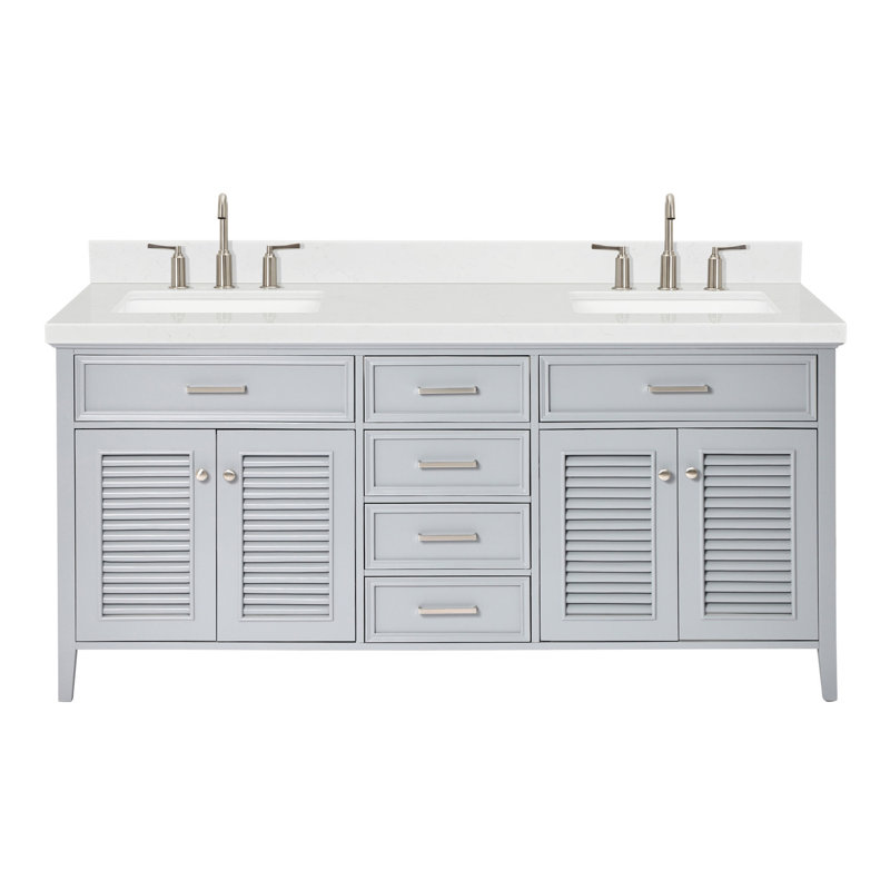 Kensington 73'' W Vanity, Gray, 72", Carrara White Quartz