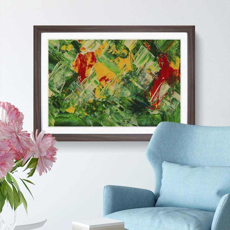 Abstract Art Painting Vol.188 by S.Johnson - Picture Frame Painting Print, 48cm H x 65cm W x 2cm D, Walnut Framed