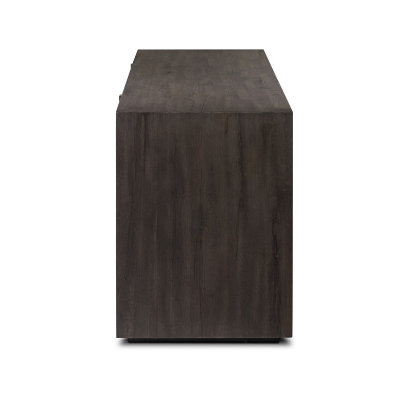 Leo 82'' W Solid Wood Sideboard, Smoked Black