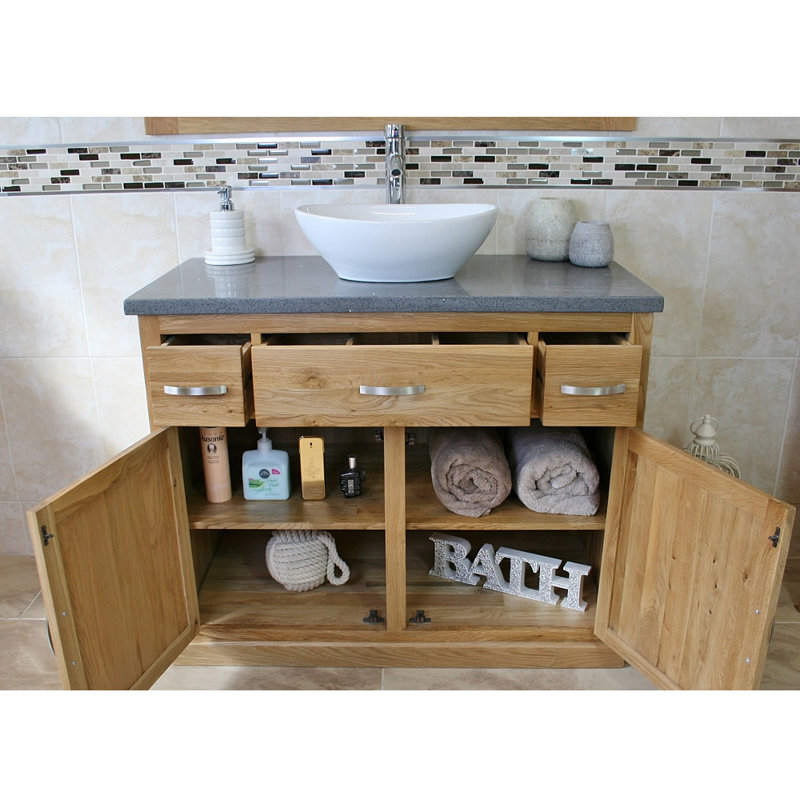 Nya 1000mm Single Bathroom Vanity with Vessel Ceramic Basin, Grey