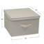Grande boîte de rangement avec couvercle, toile en poly-coton doux avec cadre renforcé, capacité de rangement généreuse, couvercle entièrement amovible, poignée avant, polyvalent, pliable et empilable, naturel avec bordure café-1979030969-1979030972