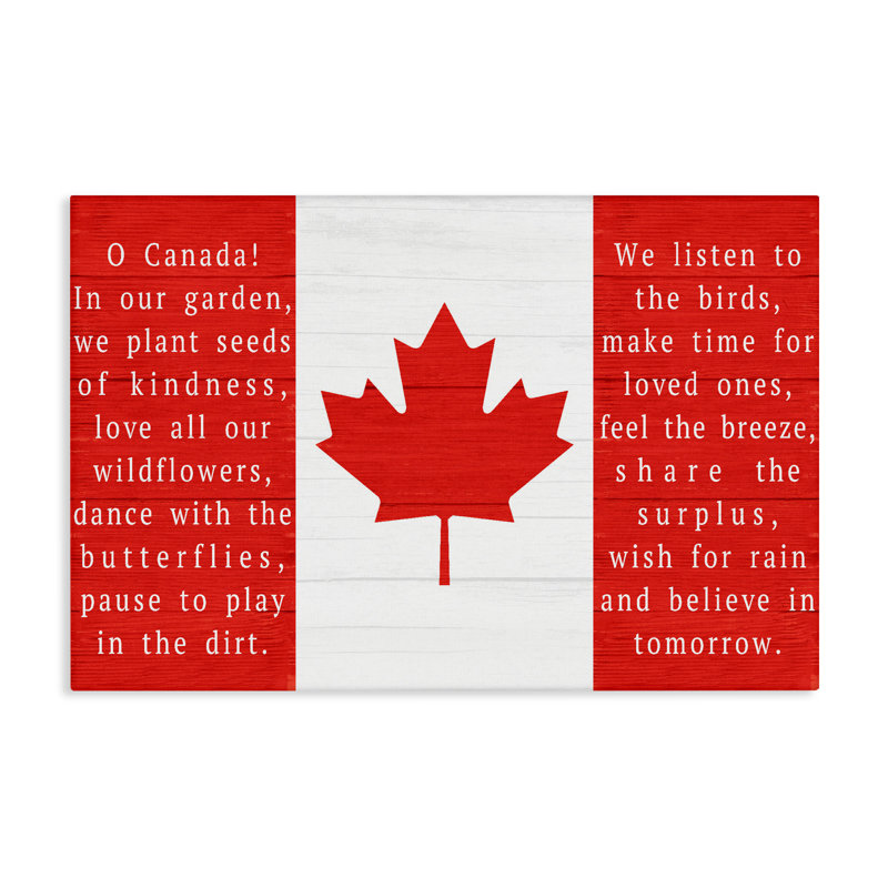 Toile avec drapeau de l'hymne canadien rouge, design par Lil 'Rue, H 30 po x l 45 po