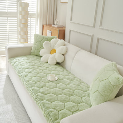 Ultra-Soft Faux Mink Plush Sofa Slipcover