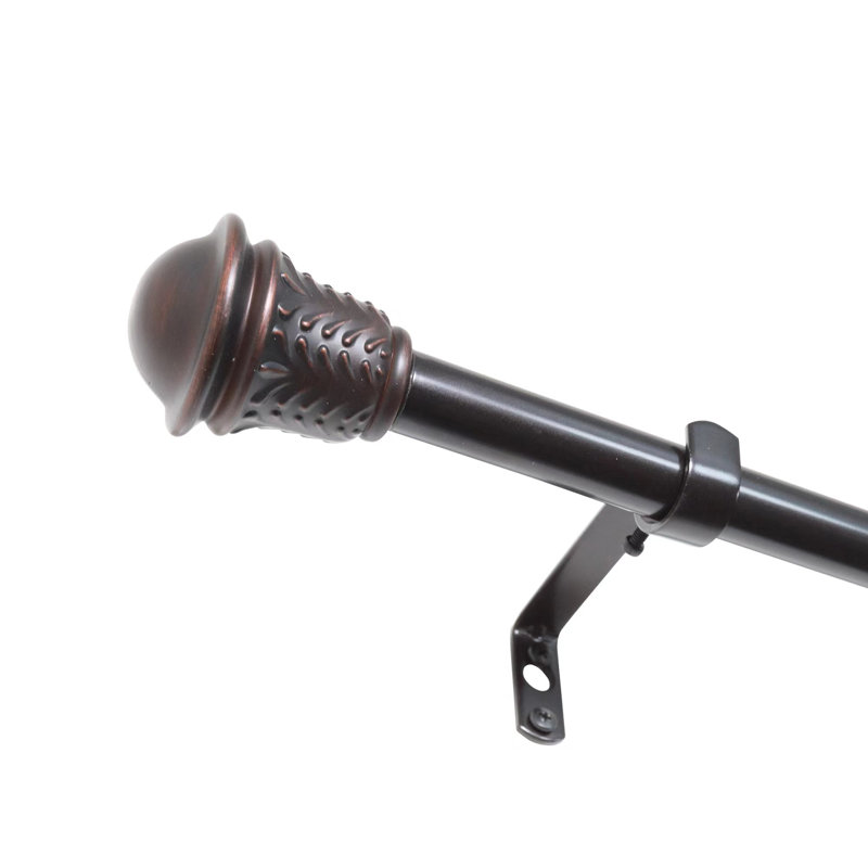 Tringle à rideaux simple réglable en métal Chenese, H 2,5 po x l 144 po x P 3,5 po, Bronze huilé
